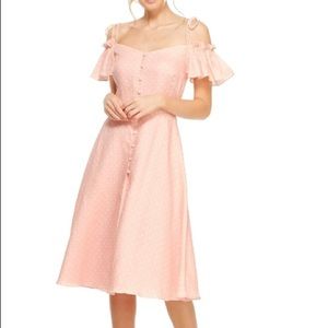Gal Meets Glam Colleen Pink Polka Dot Midi Dress